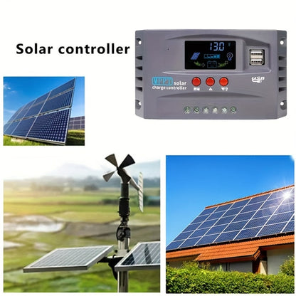 MPPT Solar Charge Controller 12V 24V – 150A/200A Auto-Tracking Solar Panel Regulator with LCD Display, Dual USB Port, Timer & Load Control for Gel Sealed Flooded & Lithium Batteries