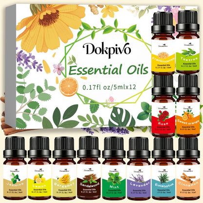 Floral and Fruity Fragrance Oil Gift Set with Choice of 12 or 24 Mini 5ml Bottles for Diffuser Use