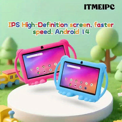 Kids Tablet 7 Inch with Android 14, 4GB RAM, 32GB Storage, WiFi 6, Dual Cameras and Protective Case