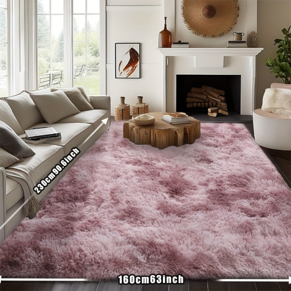 Rectangular Shaggy Area Rug with Four Color Labels and 24 x 35.8-Inch to 94.49 x 118.11-Inch Sizes