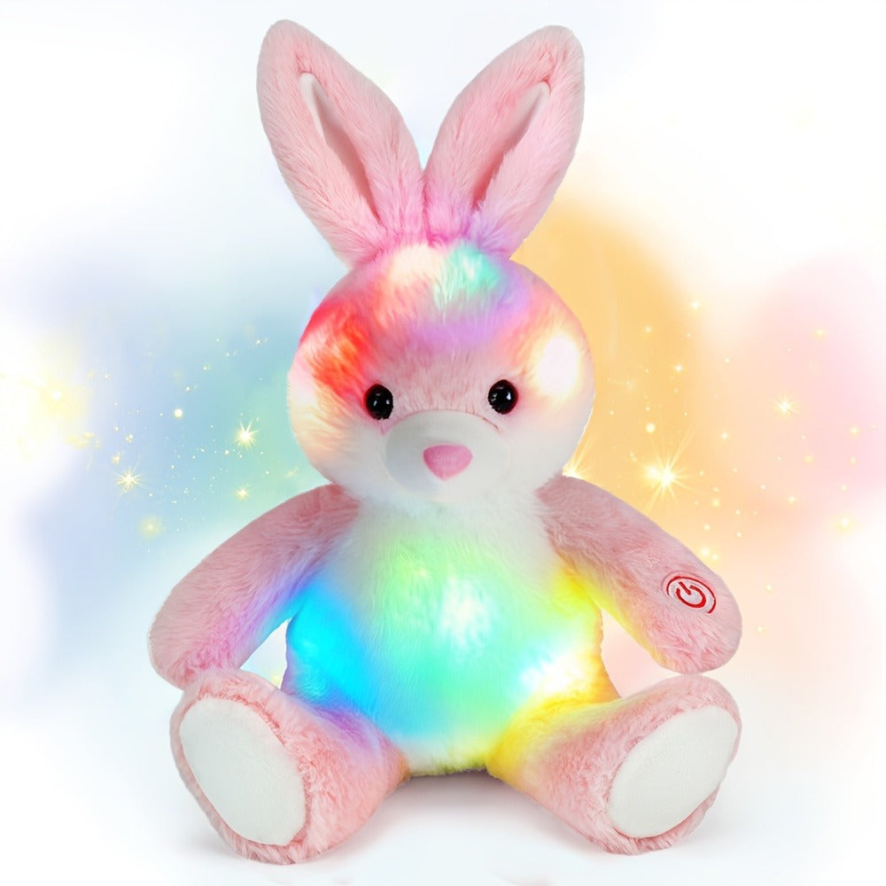 LED Glow Bunny Stuffed Animal 8 & 12 Inch Kawaii Rabbit Plush Toy — Soft Night Light Easter Bunny Plushie for Kids Girls Boys, Birthday Easter Christmas Valentine Holiday Gift
