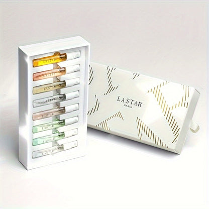 Perfume Gift Set LASTAR Eight-Piece Spray Bottle Collection in White Gold Box with Fitted Insert for Women