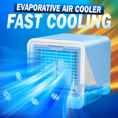 Portable Air Cooler 3-in-1 Mini Personal Air Conditioner Humidifier Fan with Atmosphere Light USB Powered Desktop Evaporative Cooler for Home Office Bedroom Travel Blue Black Green
