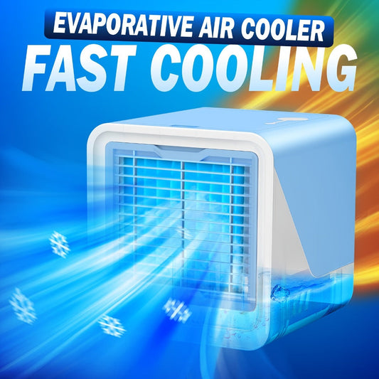 Portable Air Cooler 3-in-1 Mini Personal Air Conditioner Humidifier Fan with Atmosphere Light USB Powered Desktop Evaporative Cooler for Home Office Bedroom Travel Blue Black Green