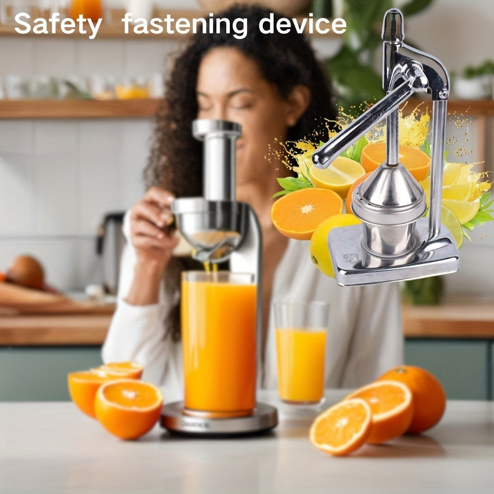 Manual Citrus Juicer Stainless Steel Lemon Squeezer with Lever Press, Heavy Duty Hand Press Orange Juicer Extractor with Non-Slip Base & Fine Strainer for Fresh Juice Kitchen Countertop