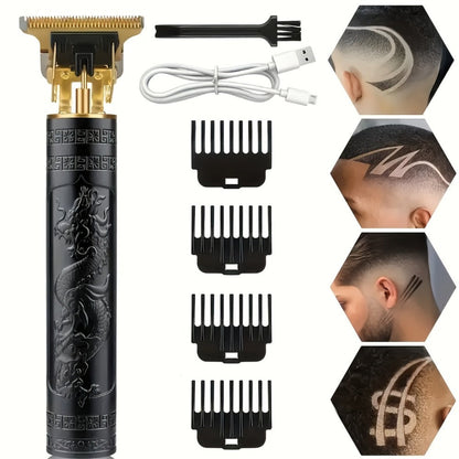 Beard Trimmer for Men USB Rechargeable Zero Contour Precision Edger Lithium Battery — Hair Clipper with Limit Comb ABS Body for Beard Facial Hair Body Grooming, Gold Black Bronze Home & Travel