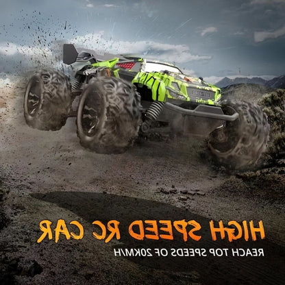 RC Monster Truck 4WD Green Off-Road Style Vehicle with LED Details, 2.4G Remote Controller and Treaded Tires