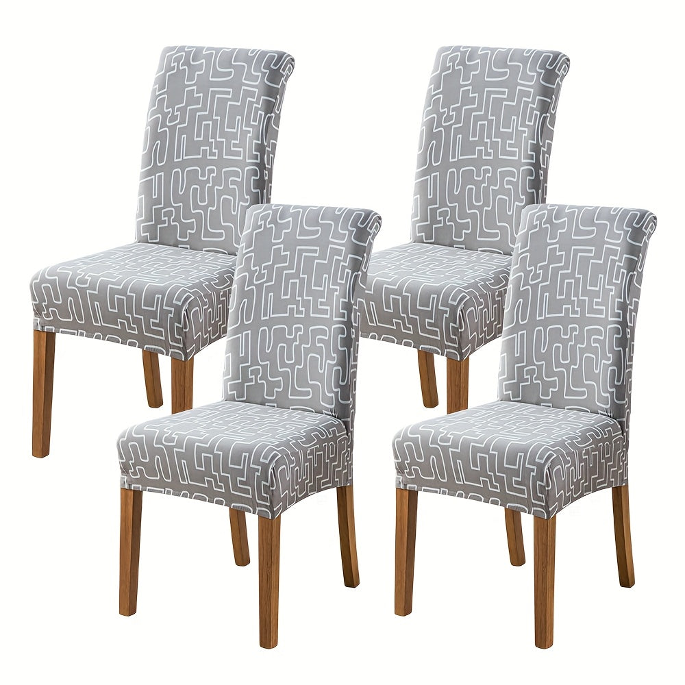 Printed Stretch Dining Chair Covers in Ten Patterns with Four- or Six-Piece Set Checkouts for Parsons Chairs