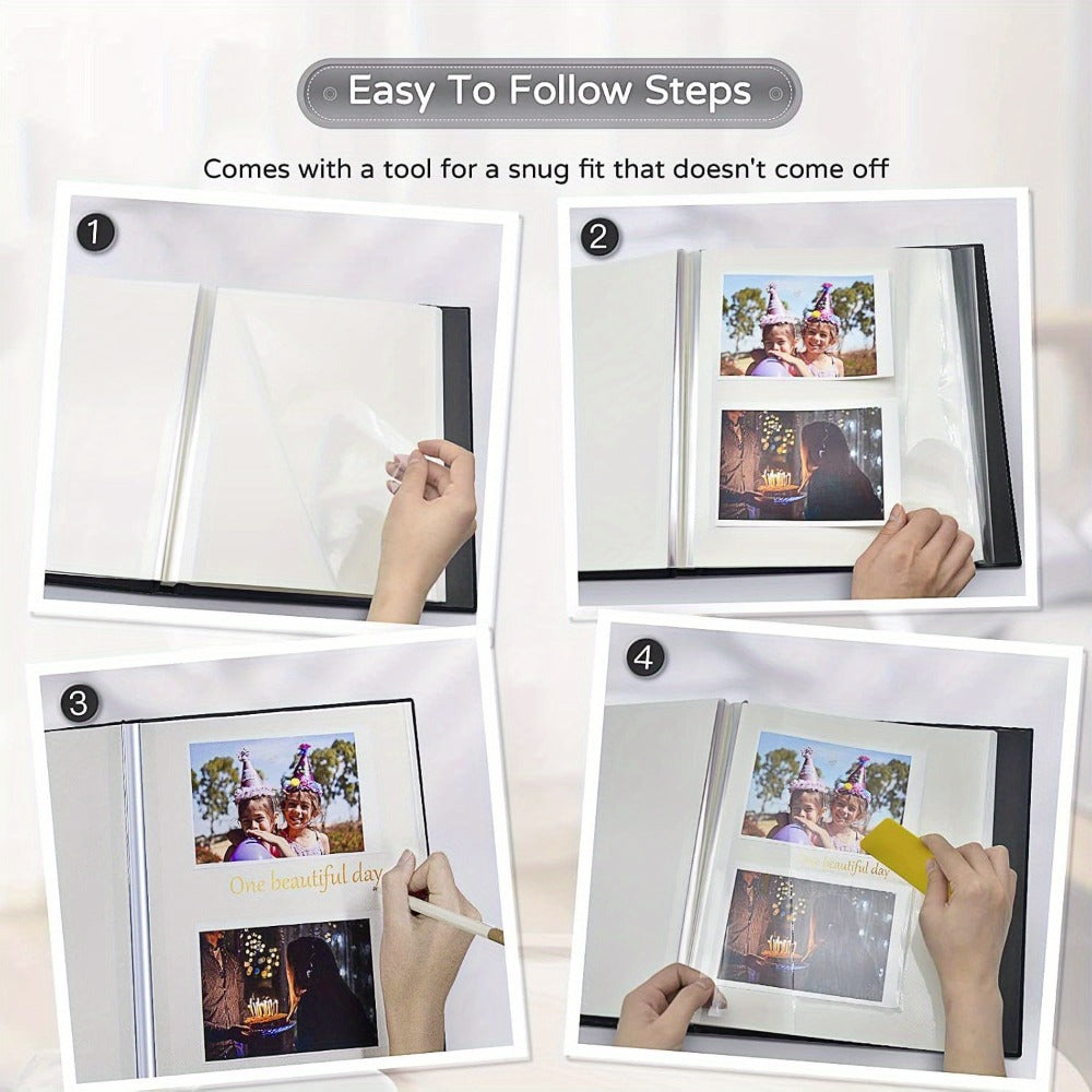 Self-Adhesive Linen Photo Album with 40- or 60-Page Options, Two Cover Sizes, Metal Pen and 12 Colors