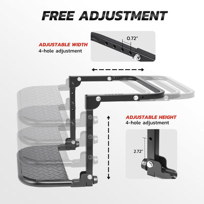 Folding Tire Step Heavy Duty 330 lbs Adjustable Universal Truck SUV RV – Fits 9–13" Tires 4 Height & Width Positions Slip-Resistant Rooftop Access