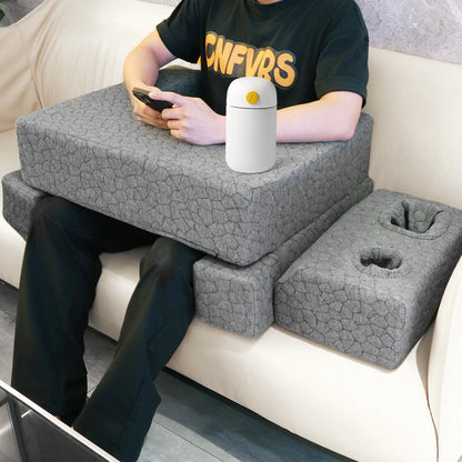 Adjustable Reading Gaming Wedge Pillow with Armrests – Multipurpose Foam Support Pillow for Bed, Sofa & Floor, Steam Deck & Switch Compatible, Gray
