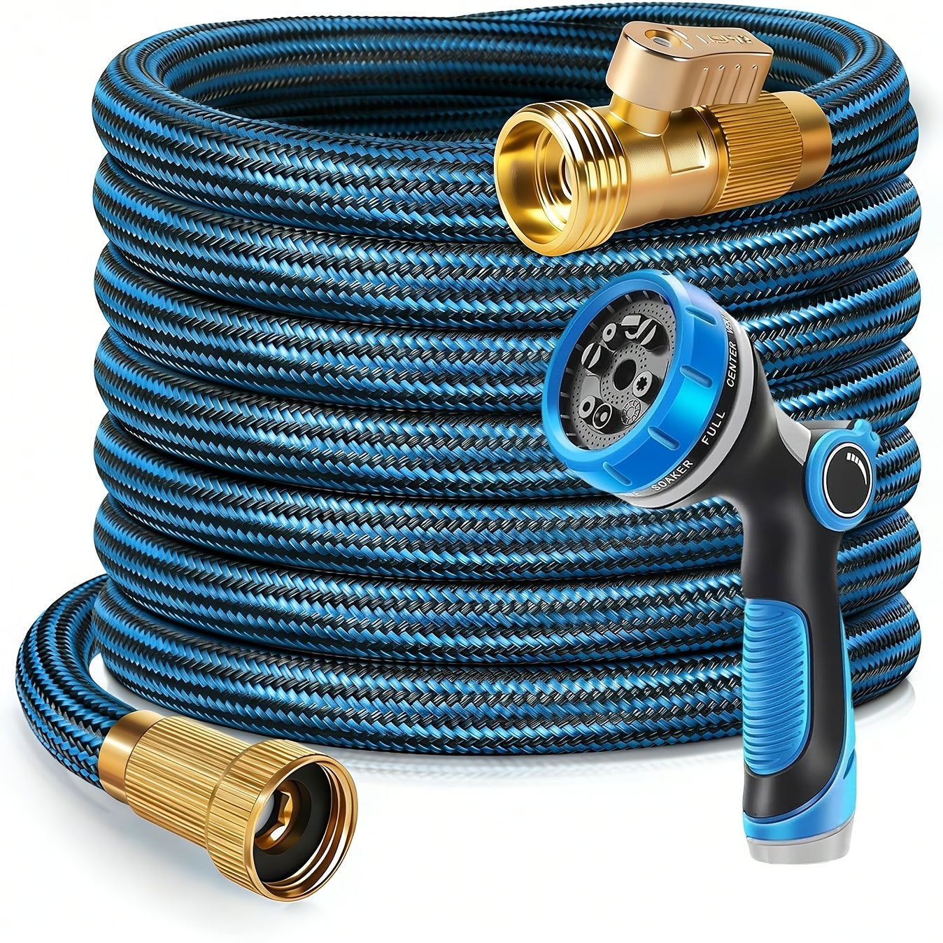 Expandable Garden Hose with 10-Function Nozzle | 3/4" Brass Fittings, Leakproof, Durable Rubber – 15 to 100FT