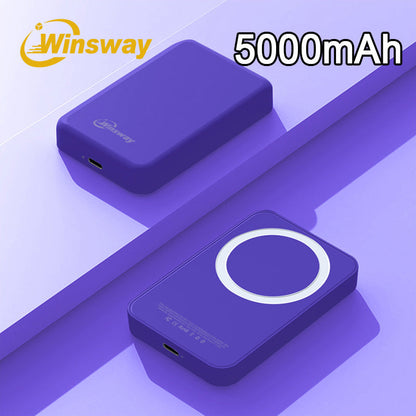 Magnetic Power Bank 5000mAh Mini Wireless Charging PD & QC 3.0 Fast Charge Colorful Portable Charger for iPhone 17 16 15 14 13 MagSafe Compatible