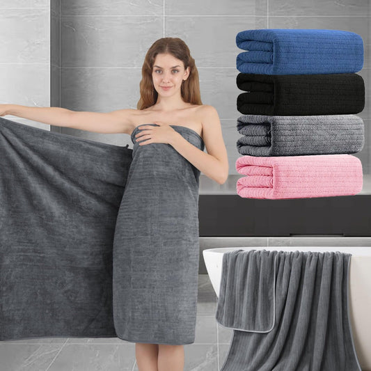 Bath Towels Set 4-Pack Oversized 35 x 70 Inch Microfiber Sheets in Five Color Options for Home and Guest Use
