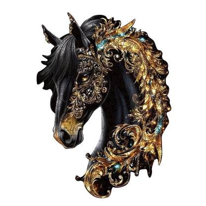 Horse Shape Wooden Puzzle – Mixed Color Animal Silhouette Brain Teaser, 3 Sizes S/M/L, Creative Handmade Wall Decoration, Birthday Christmas Thanksgiving Gift for Kids Teens Horse Lovers