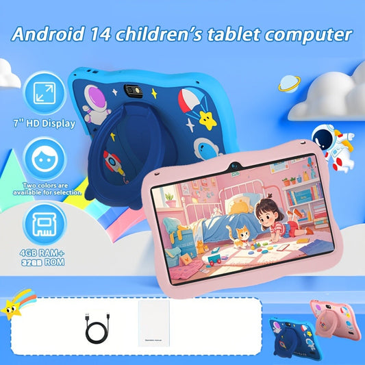 Kids Tablet 7 Inch with Android 14, 4GB RAM, 32GB Built-In Storage, Parental Controls and Protective Case