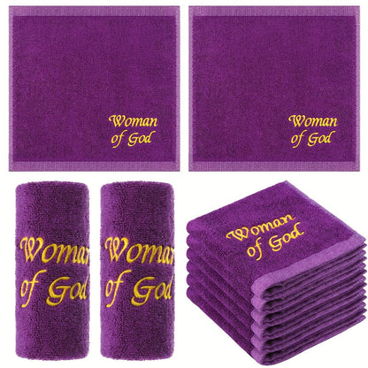 Church Handkerchiefs 6 Pack Pastor Towels Clergy Hand Towels Woman of God Woven Oblong Wash Cloths Religious Gift for Men Women Purple Solid Pattern