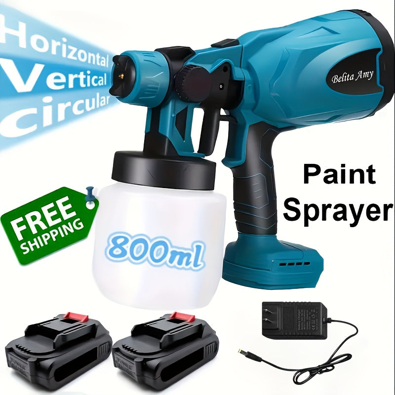 HVLP Paint Sprayer Electric Spray Gun with 3 Spray Patterns & 27oz Container – Cordless Airless Sprayer for House Painting, Furniture, Cabinets, Fence, Walls, Doors, Car DIY Projects