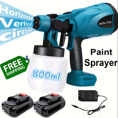 HVLP Paint Sprayer Electric Spray Gun with 3 Spray Patterns & 27oz Container – Cordless Airless Sprayer for House Painting, Furniture, Cabinets, Fence, Walls, Doors, Car DIY Projects