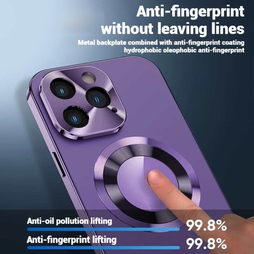 Phone Case Privacy Screen with Aluminum Alloy Frame, Rear Stand and MagSafe Support for iPhone 15 Pro