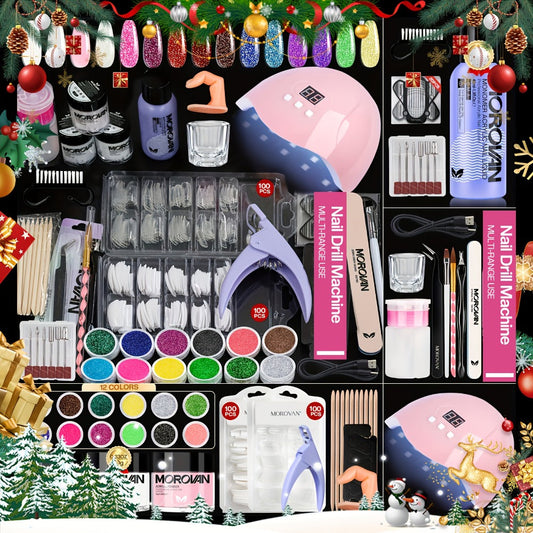 Complete Acrylic Nail Kit with Drill & UV Light for Beginners – Full Starter Set Everything Included for Nail Extensions Sculpting Salon-Quality DIY Manicure