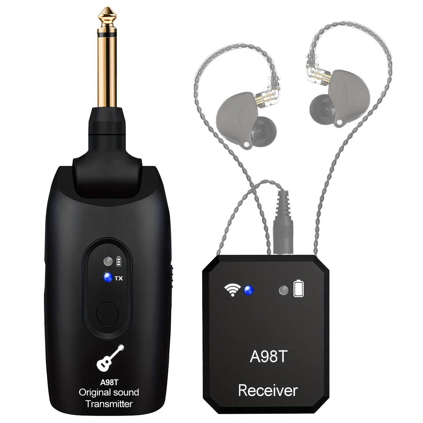 Wireless In-Ear Monitor System 2.4GHz IEM 270° Rotatable Transmitter Auto-Pairing Receiver for Studio Band Rehearsal Live Performance Instrument Monitoring
