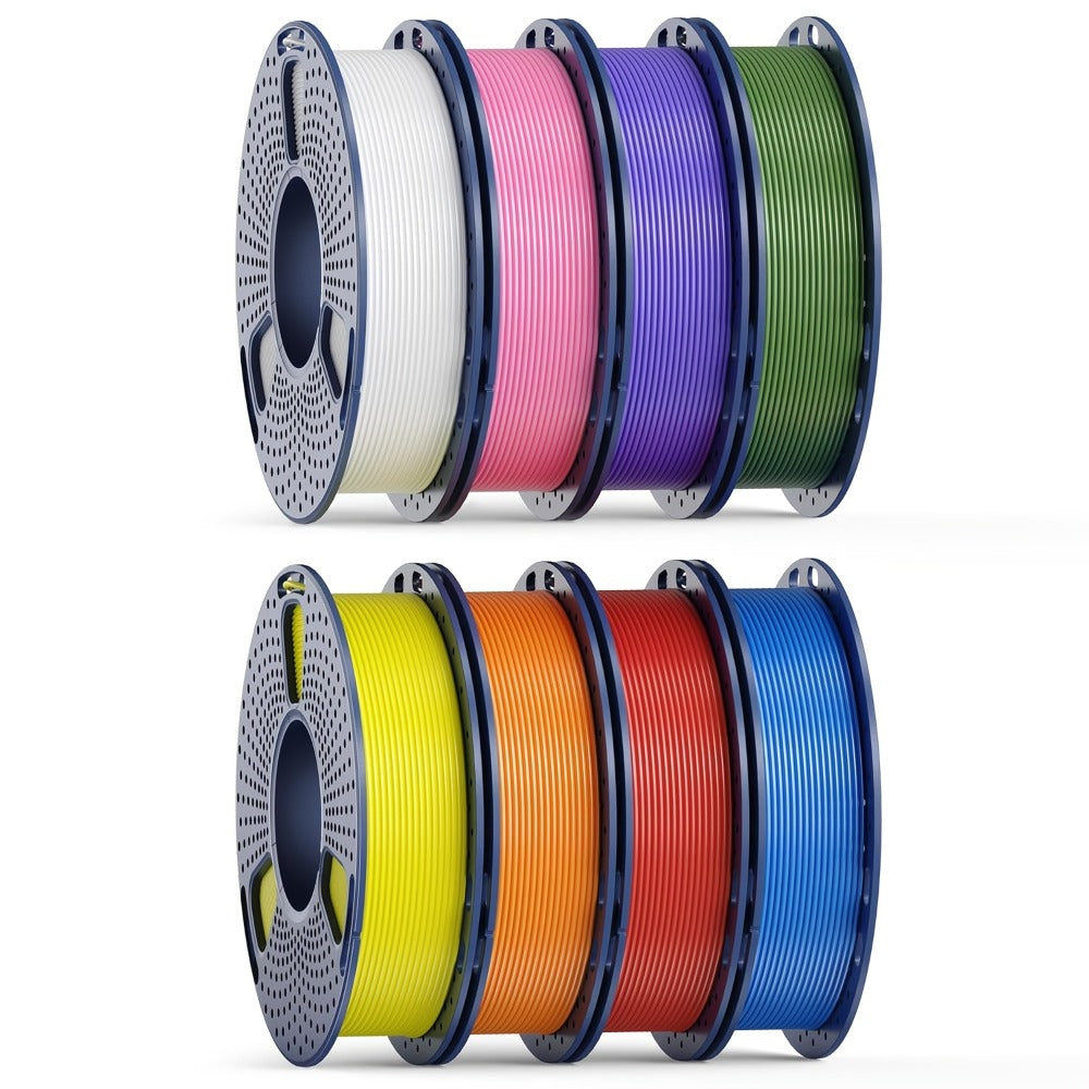8-Color 3D Printer Filament Bundle 1.75mm 2kg PLA PETG High Speed Options – SUNLU 8×250g Individually Vacuum Packed Neatly Wound Complete Color Set for FDM Printers