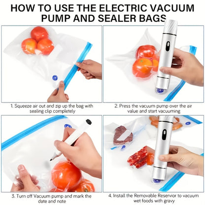 Handheld Vacuum Sealer with USB Cable and 15- or 30-Bag Storage Kit for Compact Kitchen Use