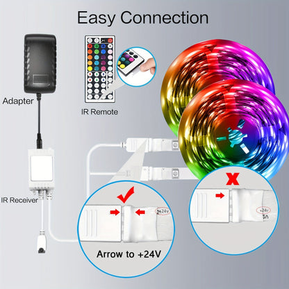 Color Changing LED Strip Lights with 44-Key Remote - RGB Dimmable DIY Light Strip 50FT 100FT 130FT 260FT for Bedroom Living Room Game Room Holiday Party Home Decoration
