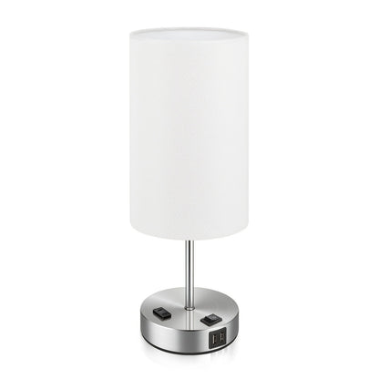 Dimmable Table Lamp with USB Charging Ports & AC Outlet - 3-Way Touch Control Bedside Nightstand Lamp, 6W LED Bulb Included, Wood & Metal Base, Modern Desk Light for Bedroom, Living Room & Office (1 or 2 Pack)