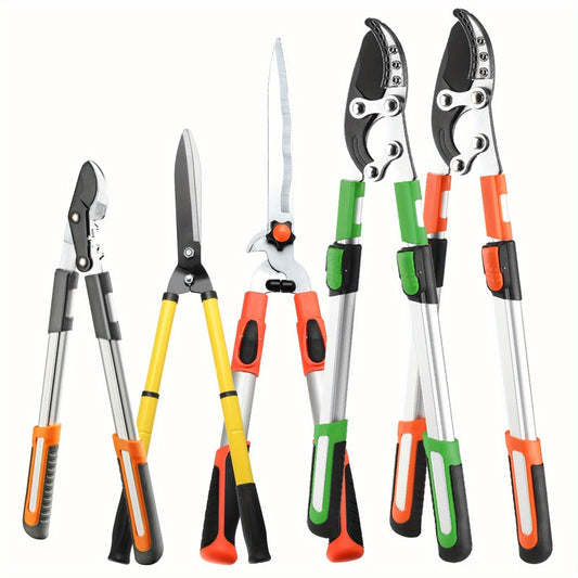 Long Reach Pruning Shears 18-38 Inch Extendable - Non-Stick Steel Blades Cut 2" Branches, Shock-Absorbing Handle, Heavy-Duty Hedge Shears for Tree & Shrub Trimming