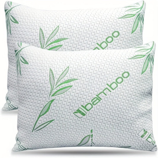Bed Pillow in Standard, Queen or King Size with Bamboo-Labeled Cover and Single, 2- or 4-Piece Options