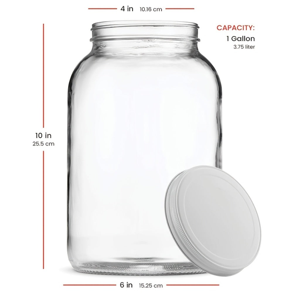 Two-Pack One Gallon Wide-Mouth Glass Storage Jar Set with Flip-Top Lids for Pantry and Pickling