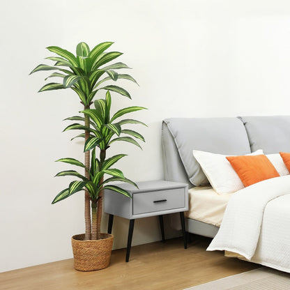 Potted Dracaena Artificial Tree with Complete 4, 5 and 6 ft Height Options and Layered Green Leaf Display