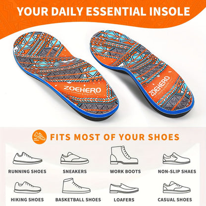 ZOEHERO Geometric Arch-Support Insoles with Deep Heel Cup and Ten Men's and Women's Size Options