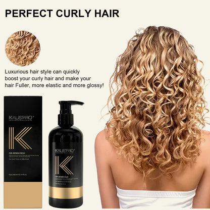 Curl Defining Cream with Detangling Brush Set 10.14 oz — Anti-Frizz Curl Enhancer, Long-Lasting Bouncy Curls, Non-Sticky Lightweight Hold, Salon Quality for Curly Wavy & Coily Hair, Women & Men