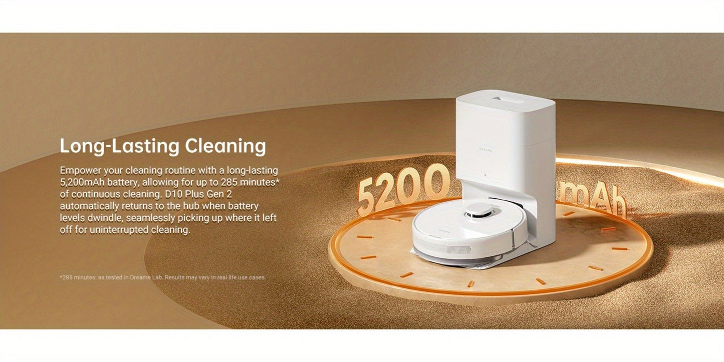Dreame D10 Plus Gen 2 Self-Emptying Robot Vacuum & Mop Refurbished – 6000Pa Suction | 90-Day Base | LiDAR Navigation | Obstacle Avoidance | Wi-Fi App & Voice Control | Smart Floor Cleaner for Home