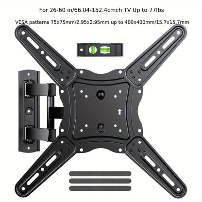 Full Motion TV Wall Mount 37-75 Inch, Dual Arm Swivel Tilt, VESA 600x400mm, Extends 15.4 Inch, Fits LED LCD OLED Flat Curved Screens