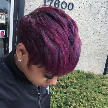 Short Pixie Cut Wig with Bangs Women Synthetic Hair 4 Inch | Lightweight Layered Natural Look | Multi-Color Halloween Cosplay Christmas Party Everyday Wear