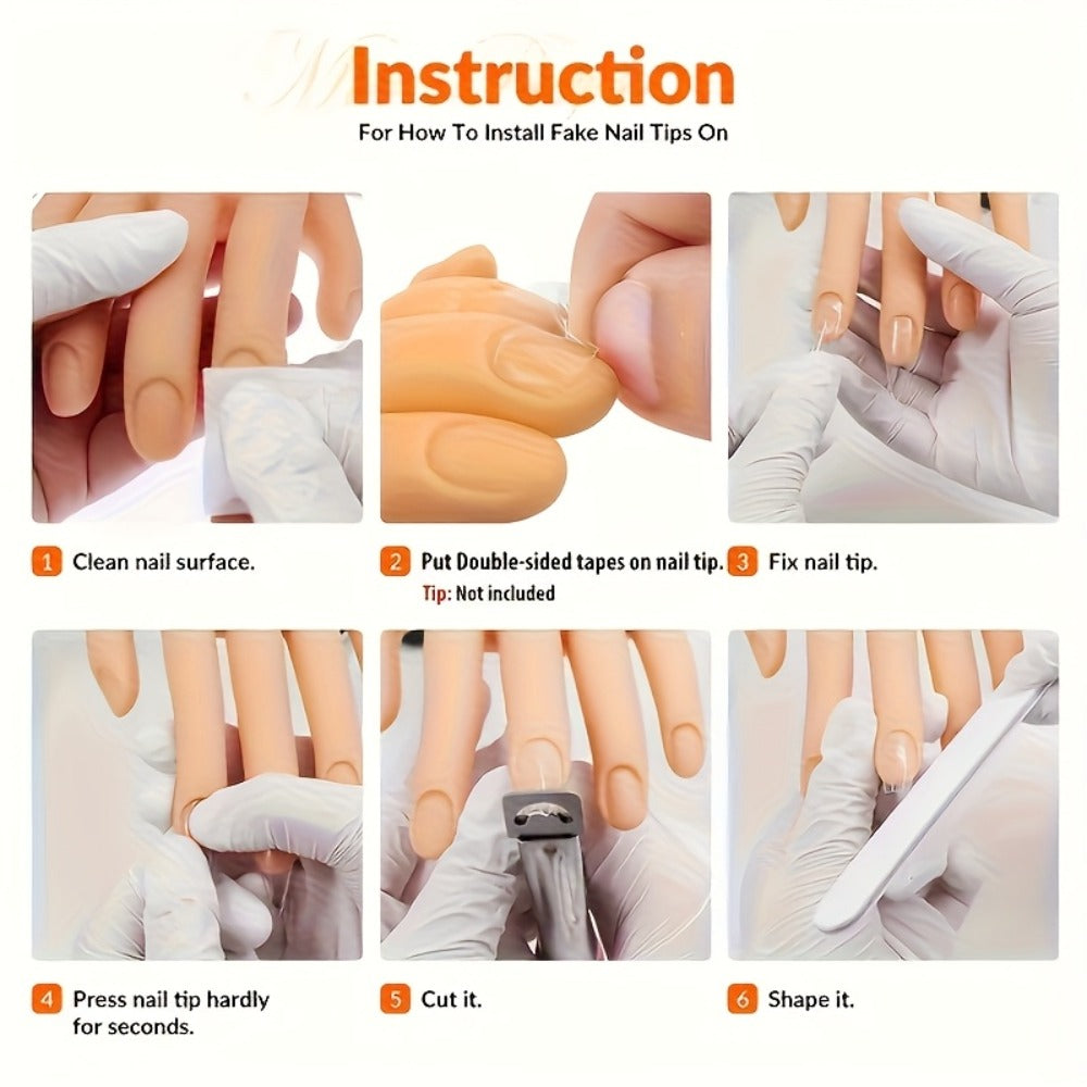 Flexible Nail Practice Hand Model with Clamp-On Desktop Stand, 10-Inch Pictured Hand and Swivel Base
