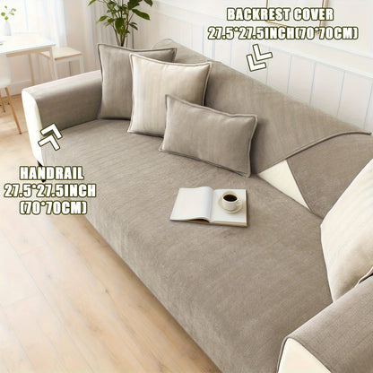 Sofa Cover Ribbed Chenille Stretch Panels with Non-Slip Design for 1 to 4 Seats, Armrests or Cushions