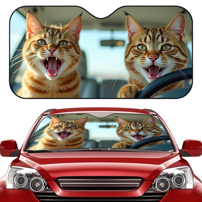 Cute Cat Windshield Sunshade Foldable Car Sun Shade UV Protection Heat Dissipation Front Window Sun Blocker Automotive Interior Accessory 1pc or 2pc Set