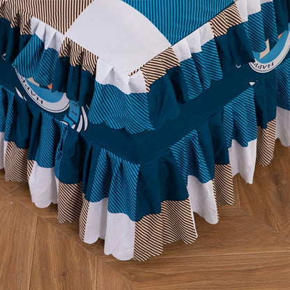 Three-Piece Floral Ruffle Bed Skirt Set with Two Pillowcases in Five Designs and Three Bed Sizes
