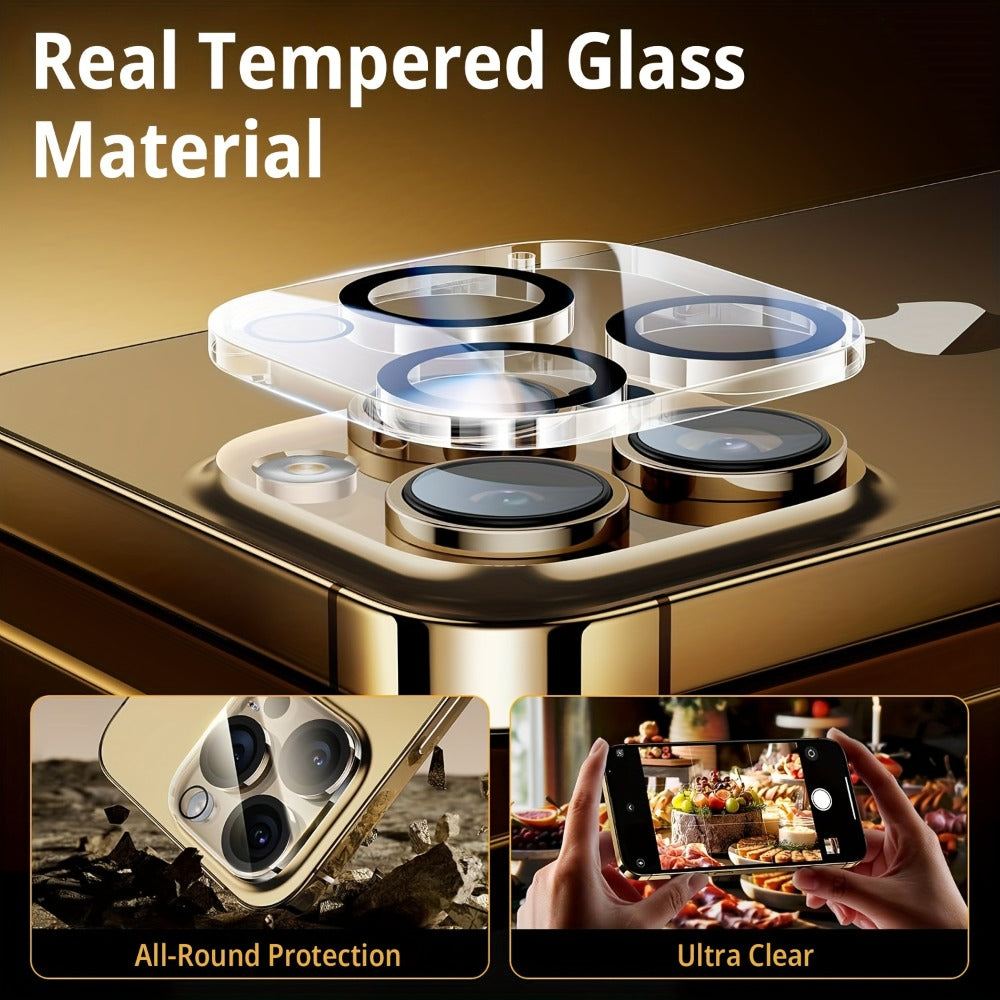 Screen Protector, 8-Piece iPhone Tempered Glass Set with Four Screen Films, Four Camera Lens Covers and Alignment Tools