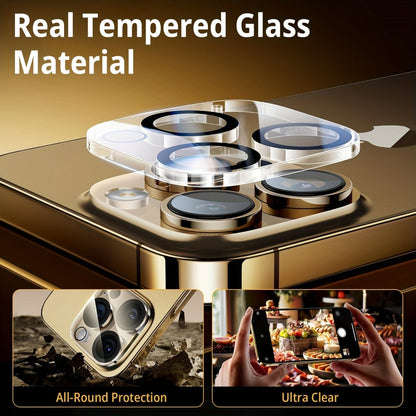 Screen Protector, 8-Piece iPhone Tempered Glass Set with Four Screen Films, Four Camera Lens Covers and Alignment Tools