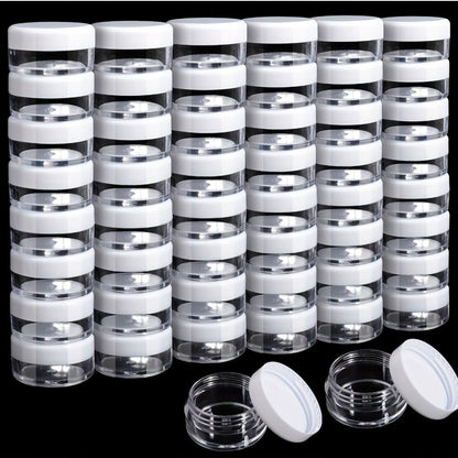 60-Pack 5 g Mini Plastic Cosmetic Sample Jars with Lids for Cream, Lotion, Balm and Travel Storage