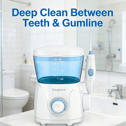 Desktop Water Flosser for Family Adults Kids 20oz Large Tank 10 Adjustable Pressure Levels 8 Nozzles Professional Oral Irrigator Electric Teeth Cleaner for Braces Implants Gum Health Home Use White
