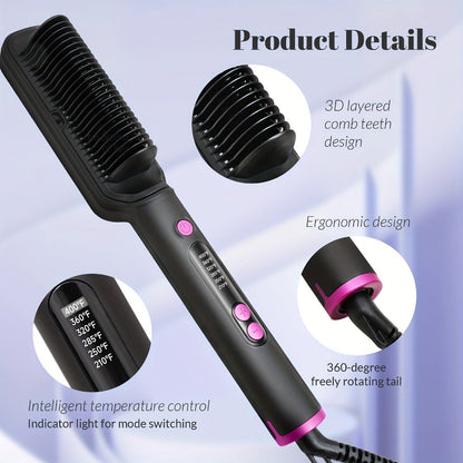 Hair Straightener Brush for Home and Travel and Salon Hair Styling with Fast Heat-Up & Anti-Scald Protection