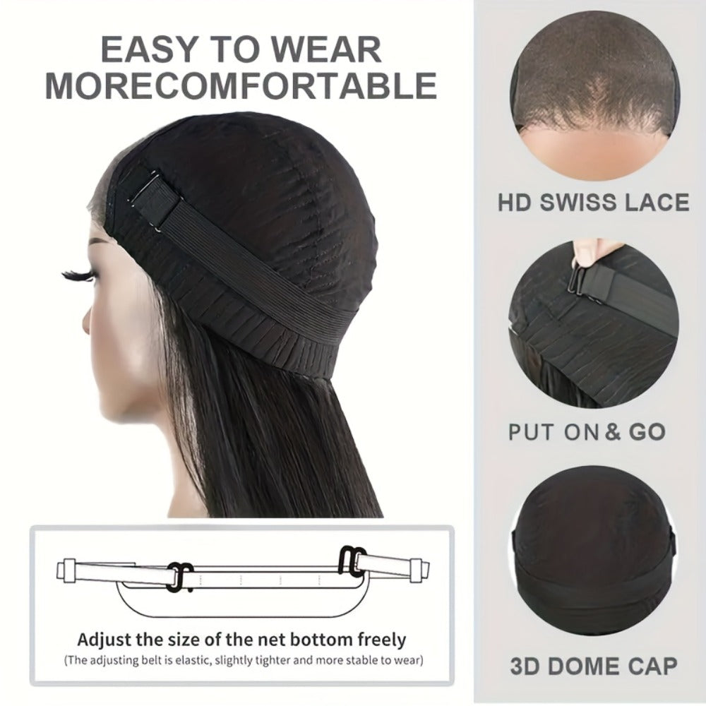 6x4.5 HD Lace Straight Human Hair Wig in Natural Black with Seven Lengths from 22 to 36 Inches
