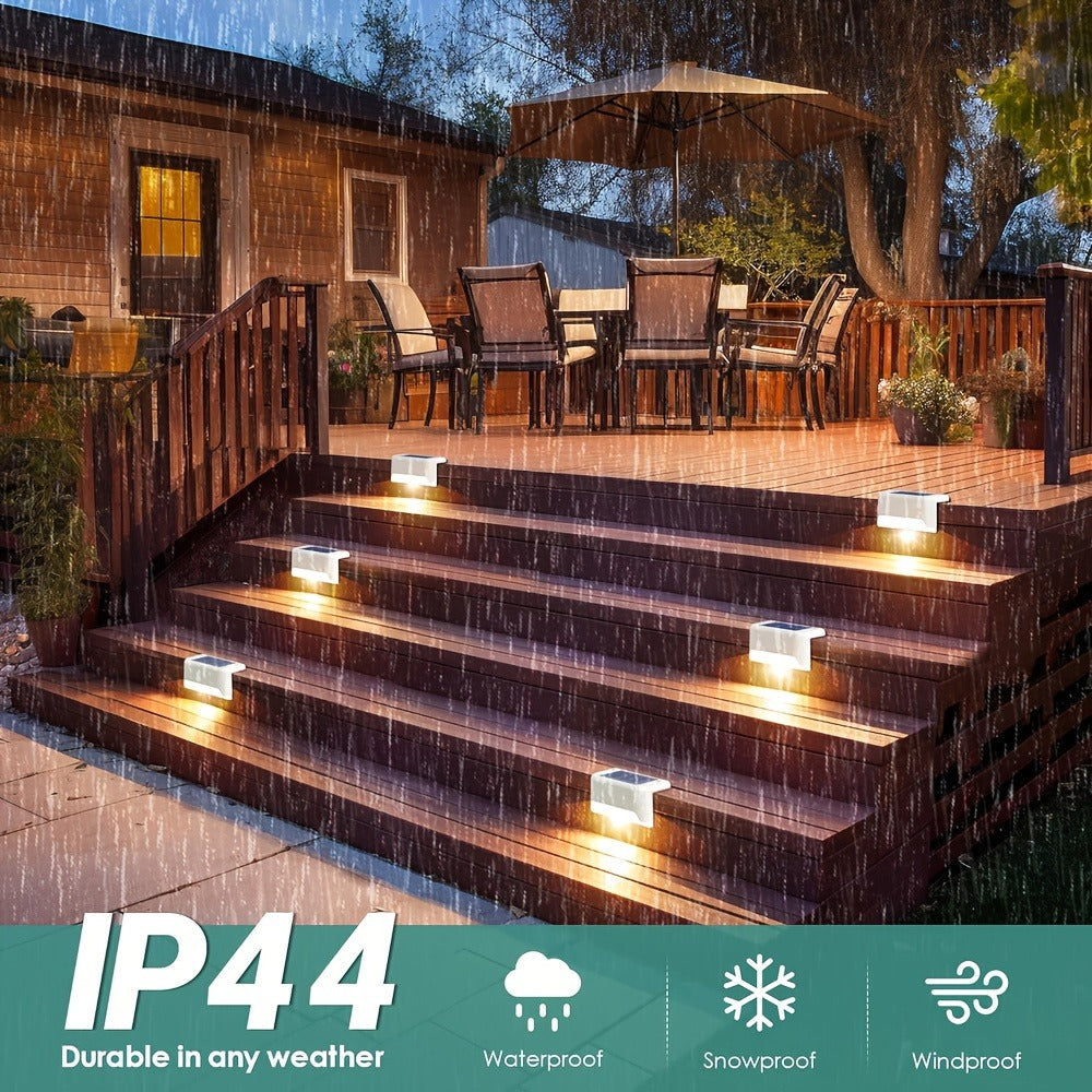Solar Deck and Step Lights, 8- to 32-Piece Packs in Black, White or Brown with Integrated Panels